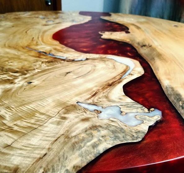 Red epoxy river table outlet